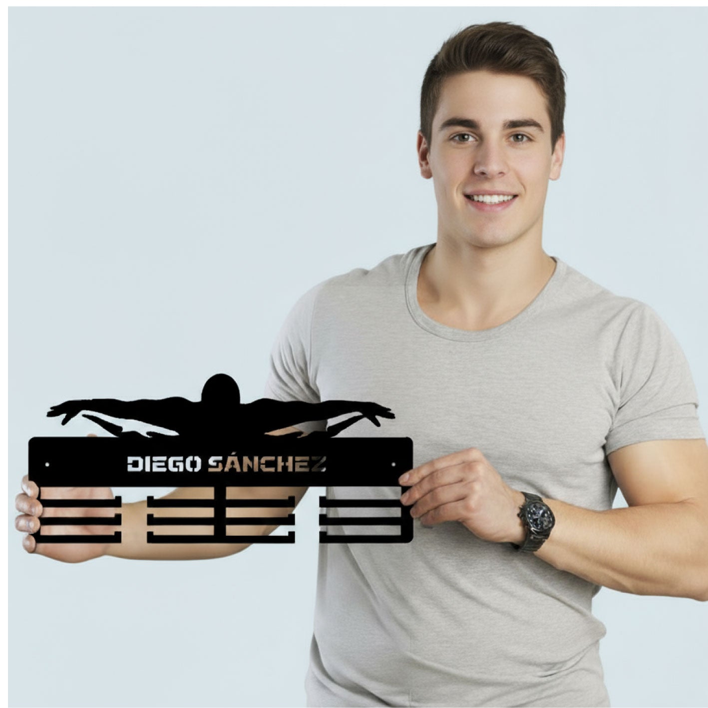 Medallero natación personalizado con Nombre, modelo Ola imparable