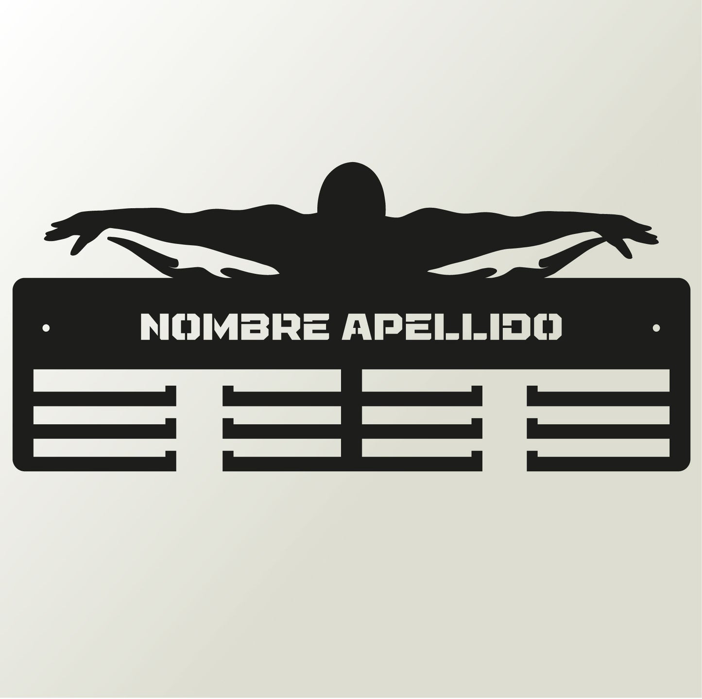 Medallero natación personalizado con Nombre, modelo Ola imparable