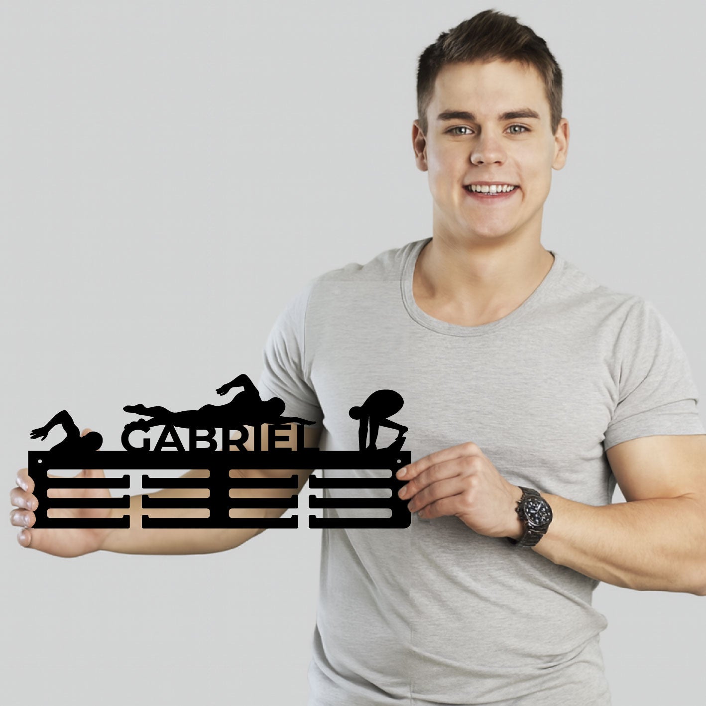 Medallero natación personalizado con Nombre, Brazada de Campeón