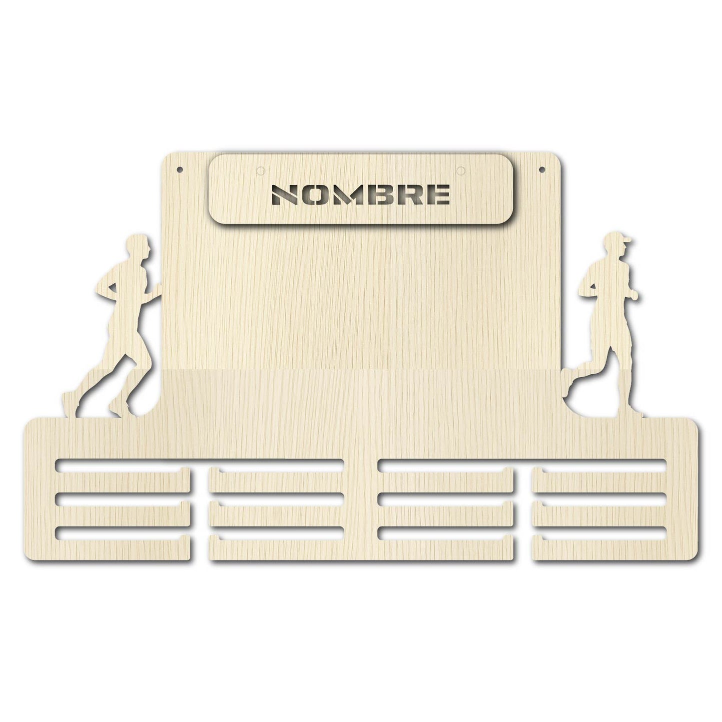 Medallero para Medallas de Running – Personalizado en Madera con pinza de diseño para colocar dorsales