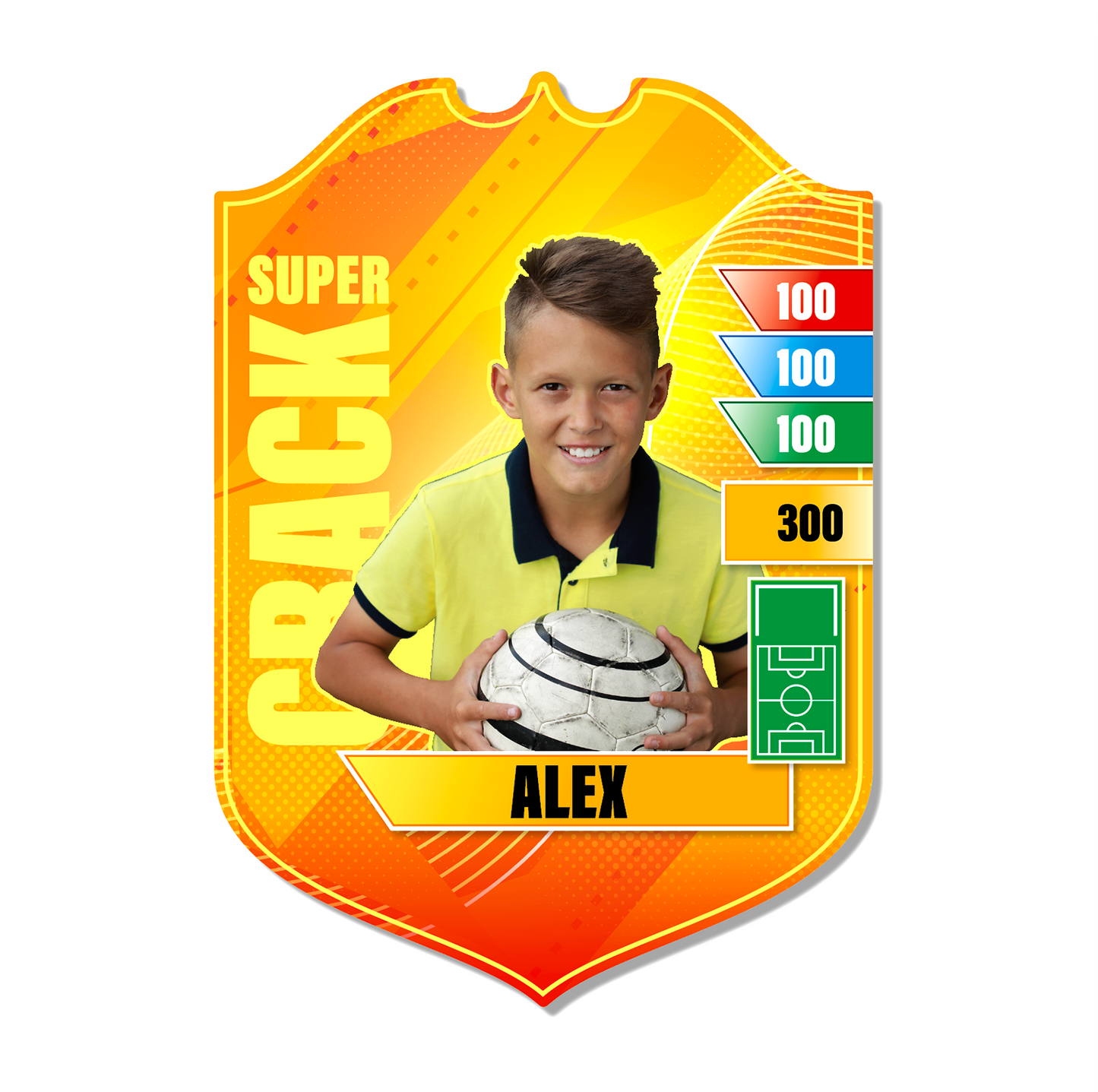 Cromo gigante personalizado fútbol niño color holográfico