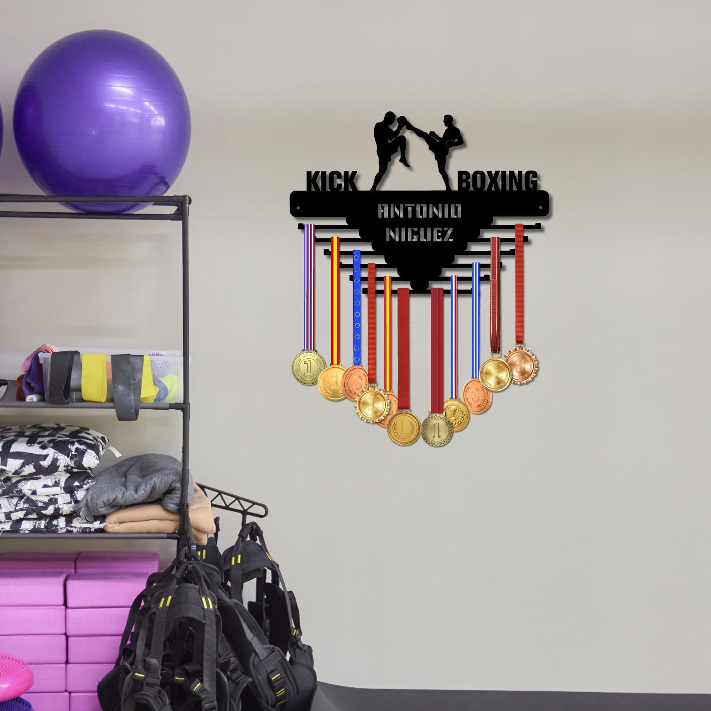 Medallero Kick Boxing Personalizado con Nombre