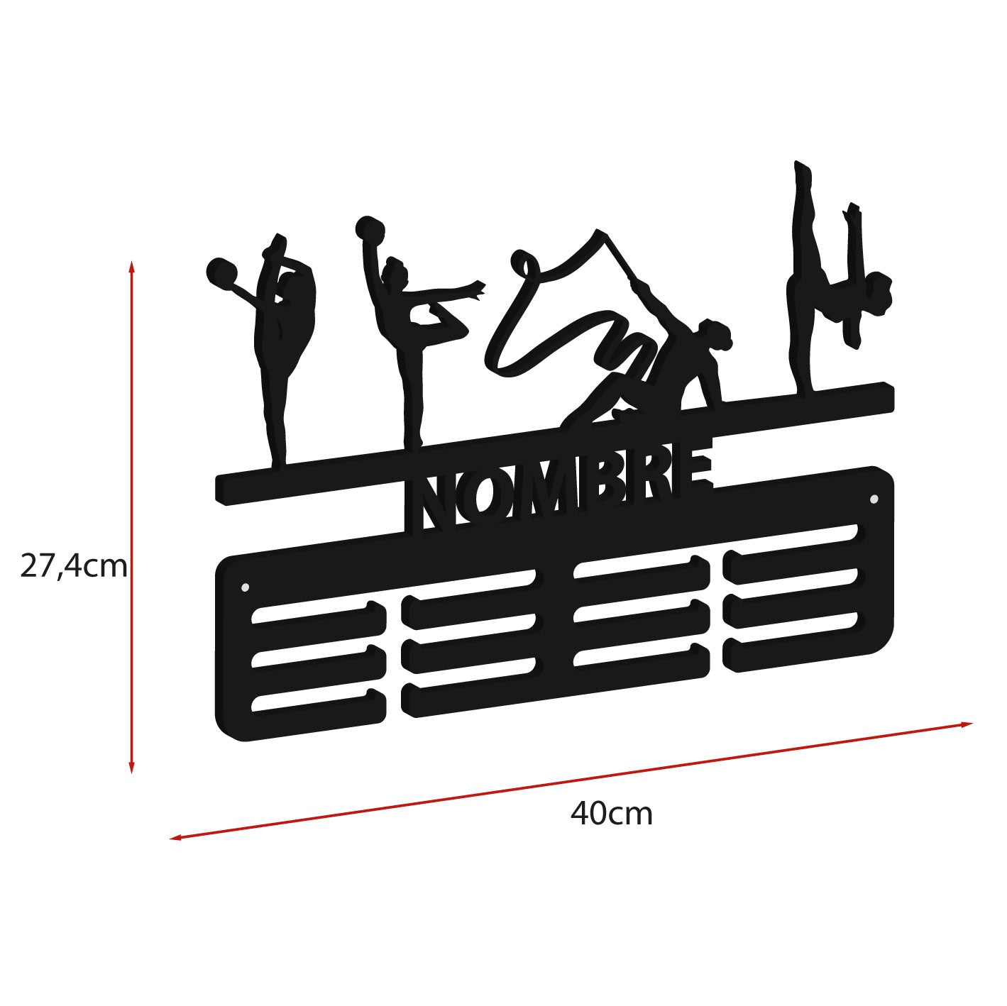 Medallero gimnasia rítmica personalizado con Nombre, modelo Técnica Brillante