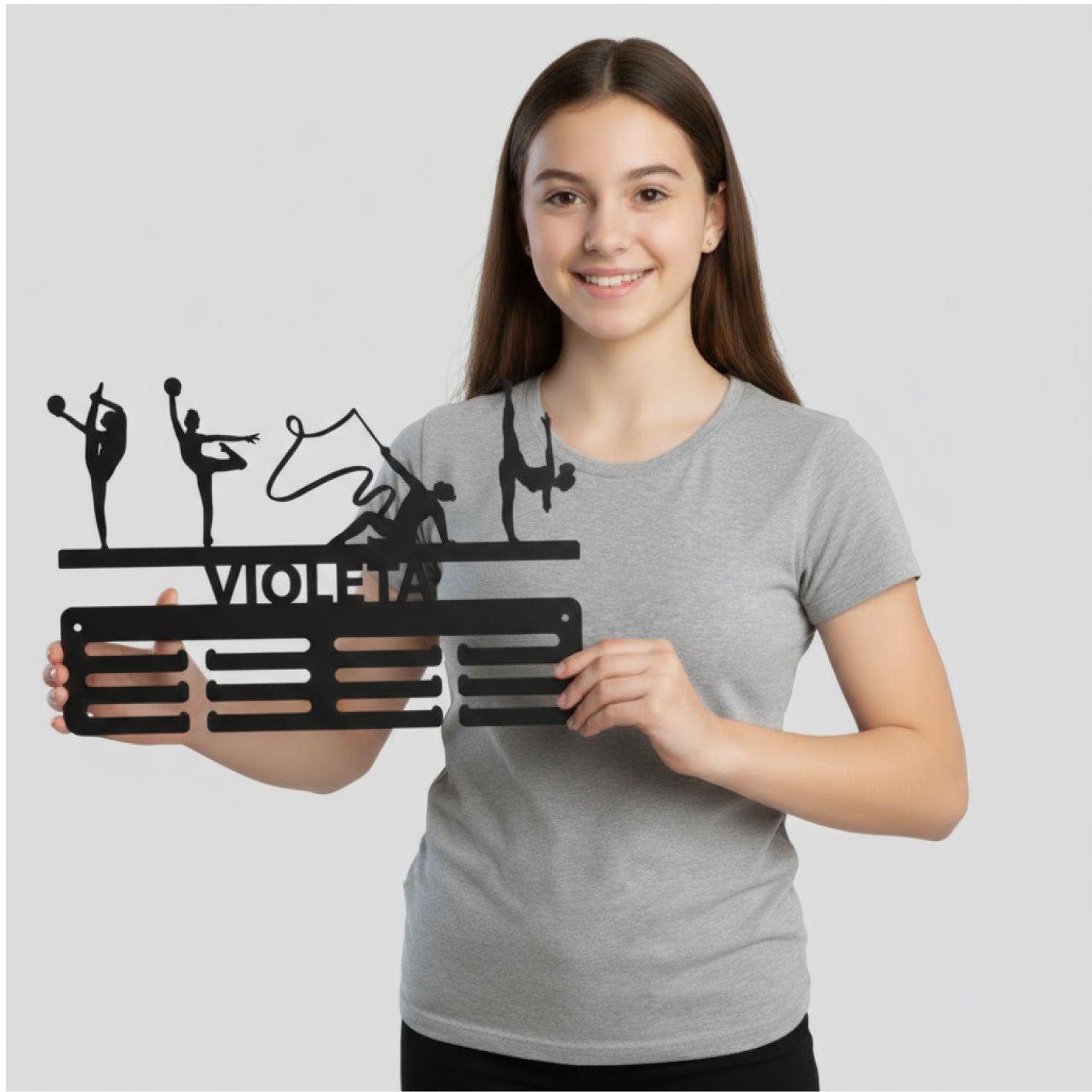 Medallero gimnasia rítmica personalizado con Nombre, modelo Técnica Brillante