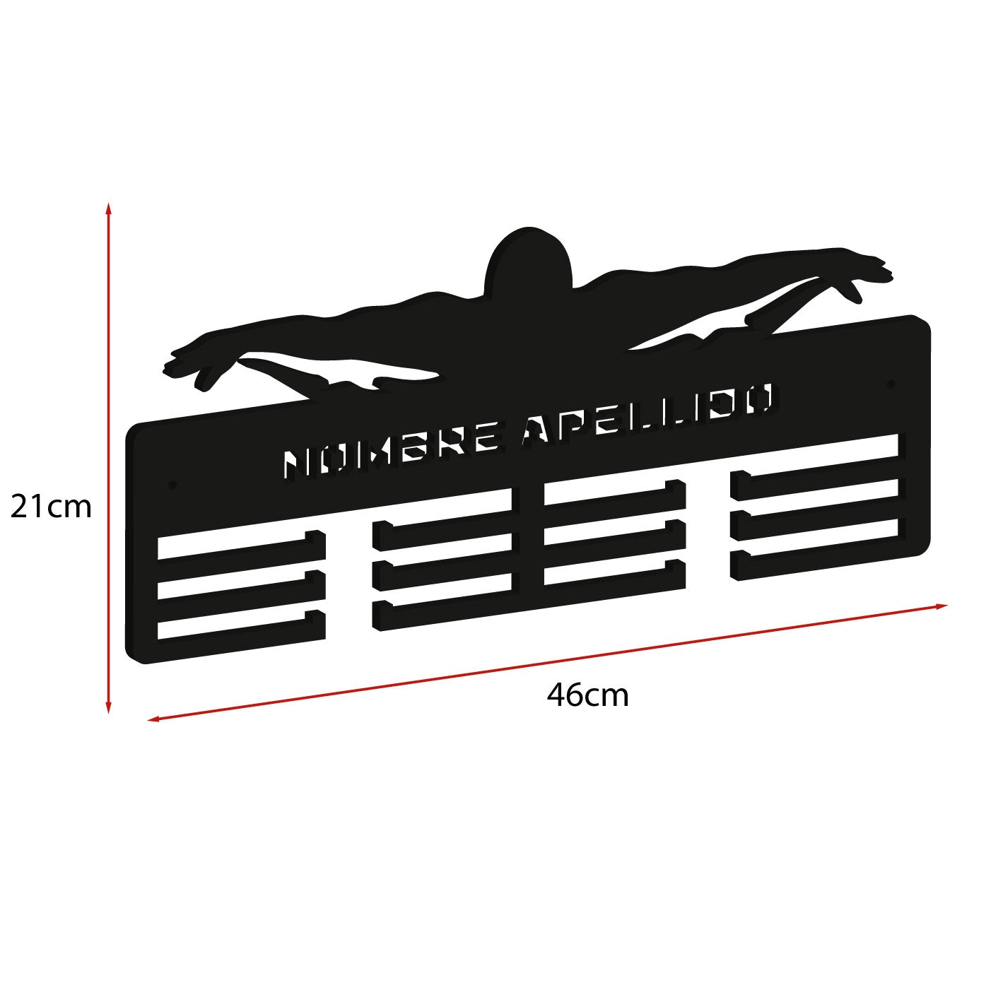 Medallero natación personalizado con Nombre, modelo Ola imparable