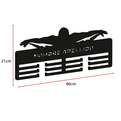 Medallero natación personalizado con Nombre, modelo Ola imparable