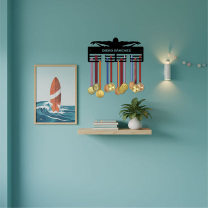 Medallero natación personalizado con Nombre, modelo Ola imparable