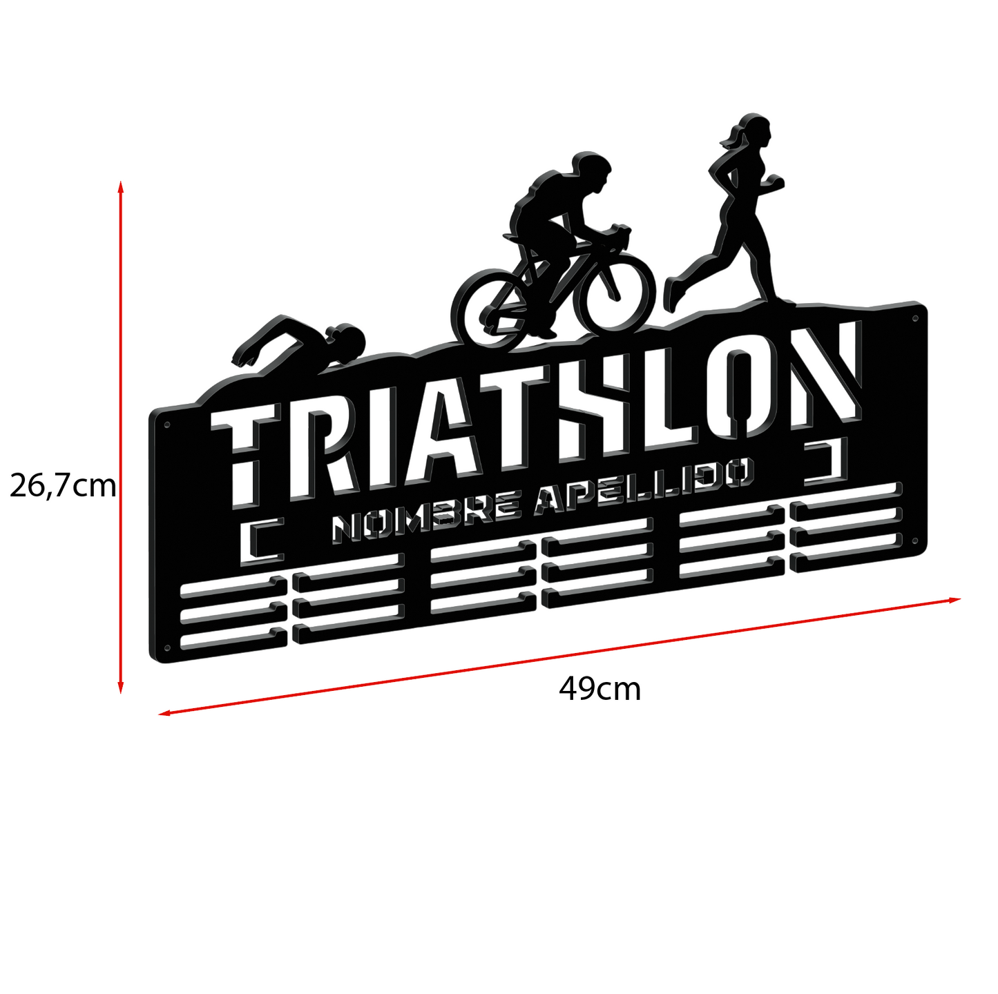 Medallero Triathlón Personalizado con Nombre, figuras femeninas