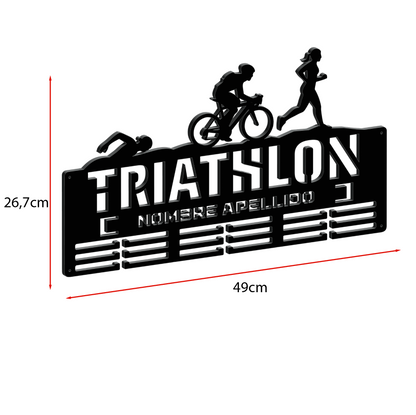 Medallero Triathlón Personalizado con Nombre, figuras femeninas