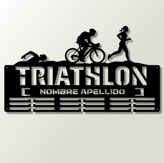 Medallero Triathlón Personalizado con Nombre, figuras femeninas