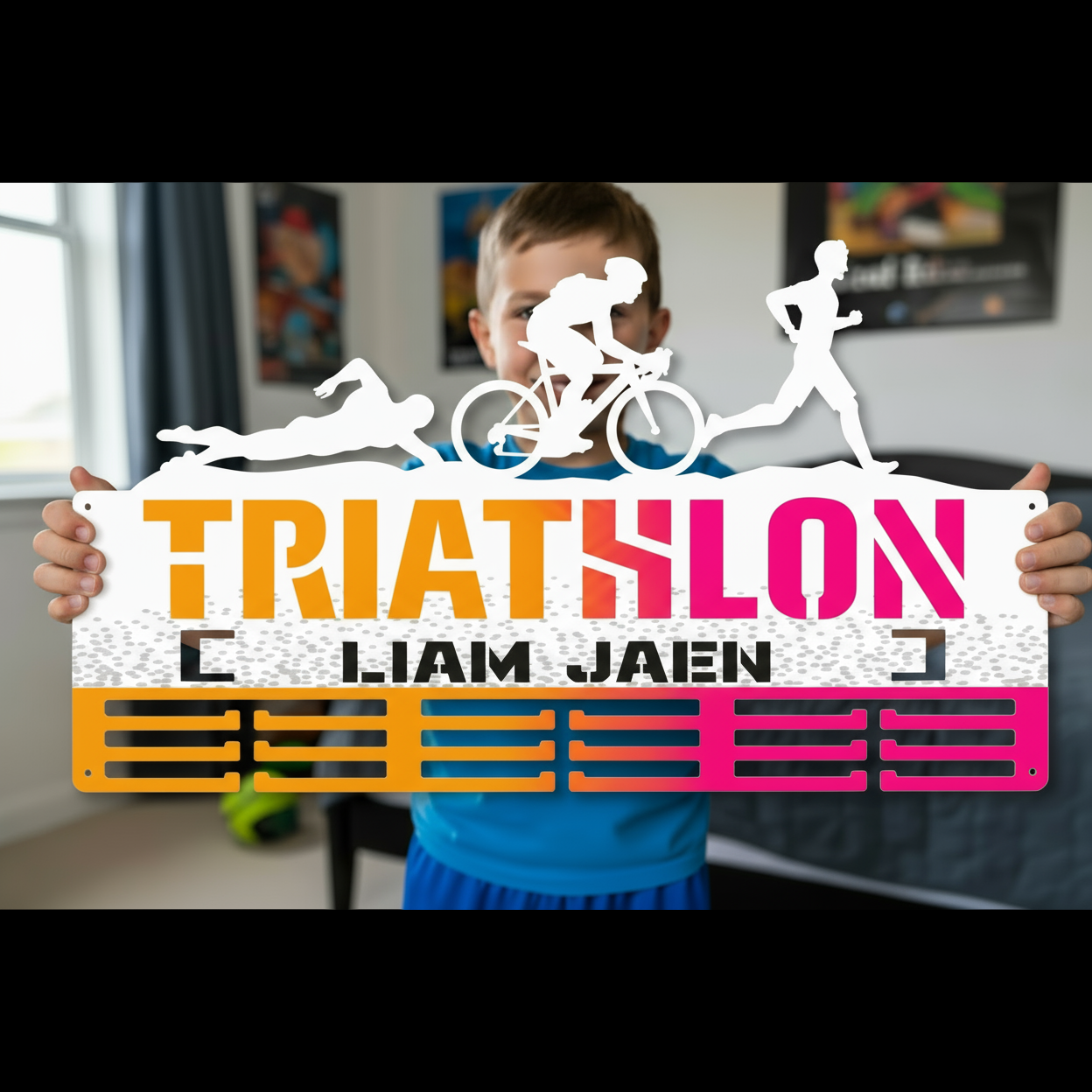 Medallero Triathlón Personalizado con Nombre