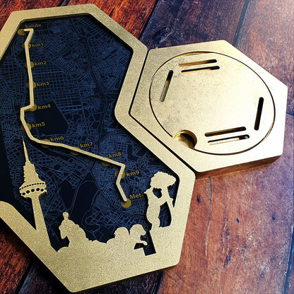 Medallero Hexagonal Marathón Personalizado con Nombre, dorsal, tiempos, etc.