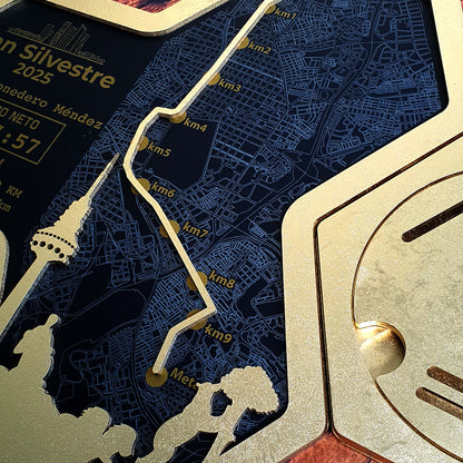 Medallero Hexagonal Marathón Personalizado con Nombre, dorsal, tiempos, etc.