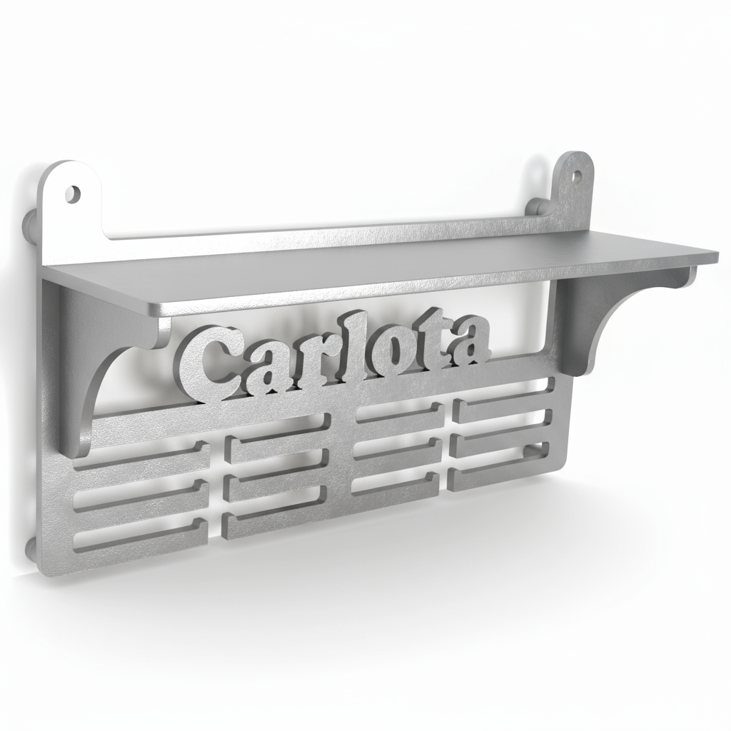 Medallero personalizado con nombre y estante para copas