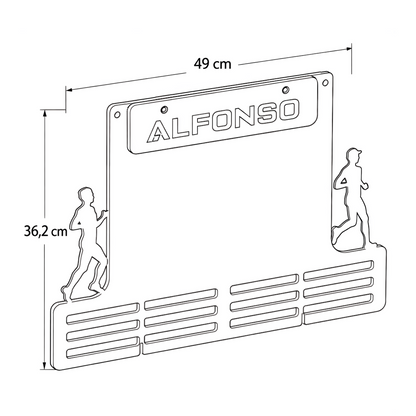 Medallero para Medallas de Running – Personalizado en Madera con pinza de diseño para colocar dorsales