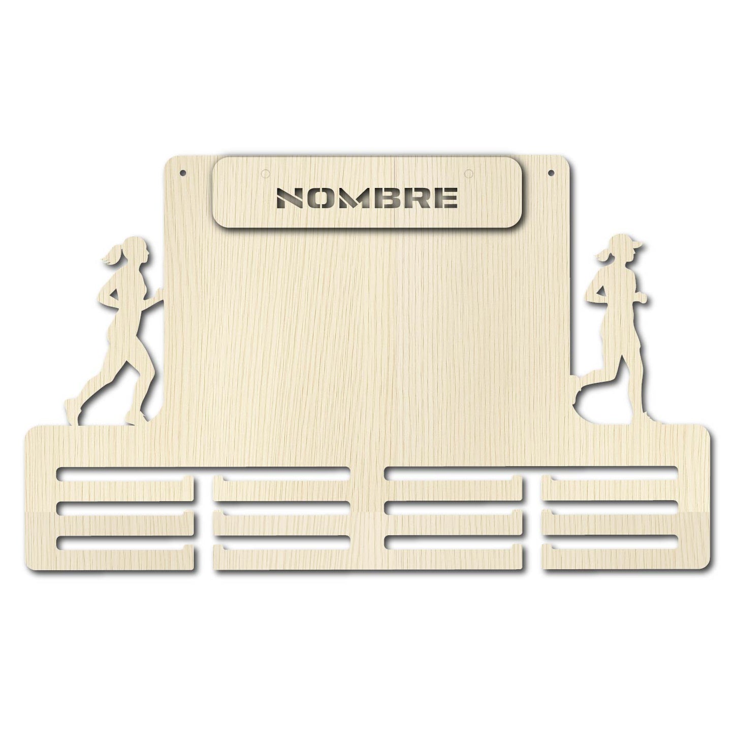 Medallero para Medallas de Running – Personalizado en Madera con pinza de diseño para colocar dorsales