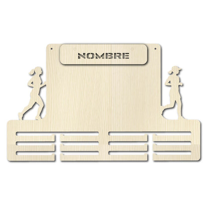 Medallero para Medallas de Running – Personalizado en Madera con pinza de diseño para colocar dorsales