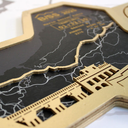 Medallero Hexagonal para exhibir tu medalla de la Media Maratón Behobia San Sebastián Donosti Personalizado con Nombre, dorsal, tiempos, etc.