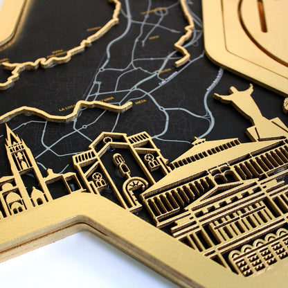 Medallero Hexagonal para exhibir tu medalla de la Media Maratón de Oviedo Personalizado con Nombre, dorsal, tiempos, etc.