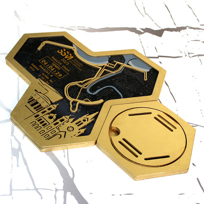 Medallero Hexagonal para exhibir tu medalla de la Maratón San Sebastián Donosti Personalizado con Nombre, dorsal, tiempos, etc.