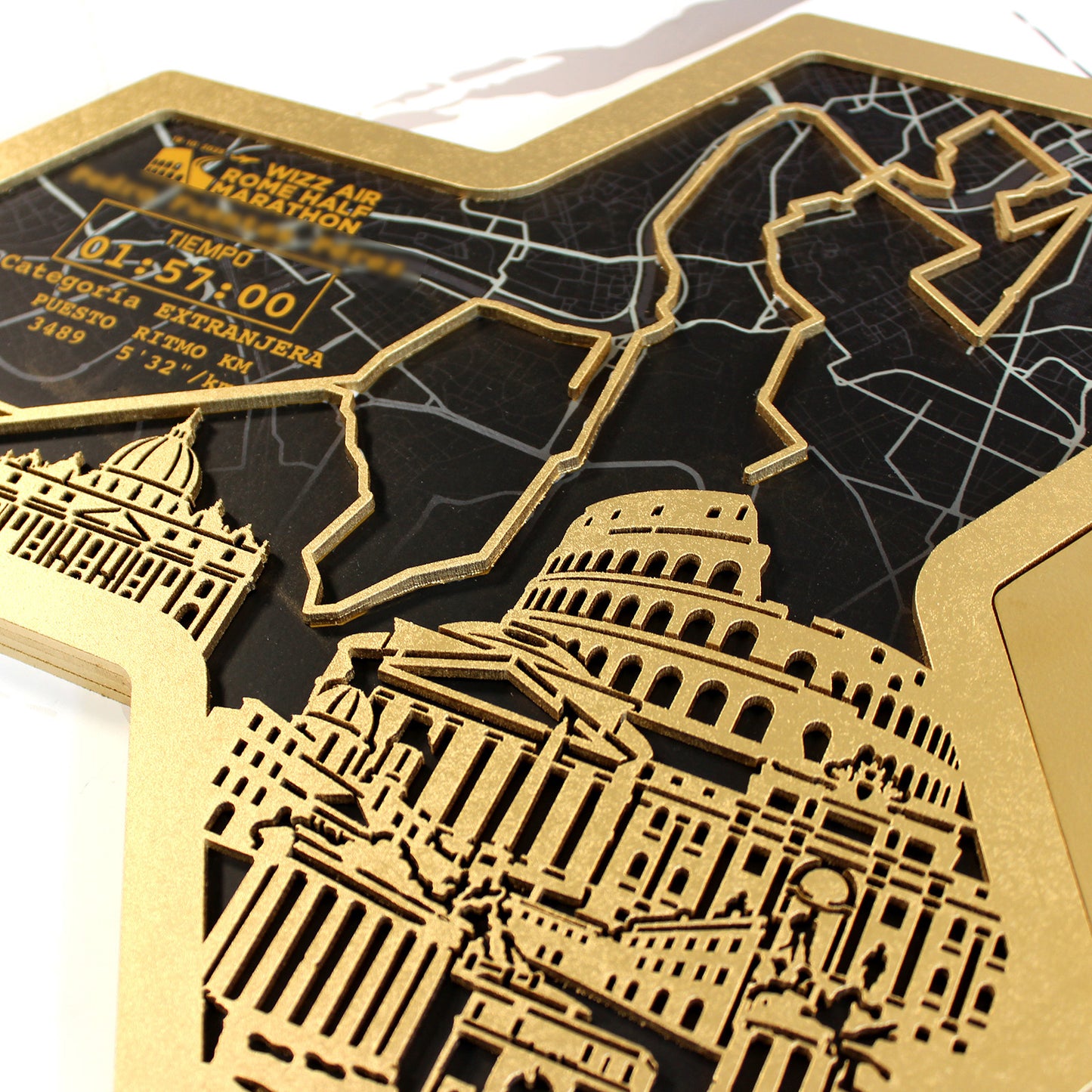 Medallero Hexagonal Media Marathon Roma Personalizado
