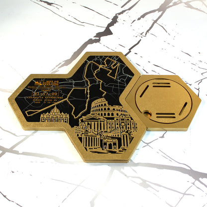 Medallero Hexagonal Media Marathon Roma Personalizado