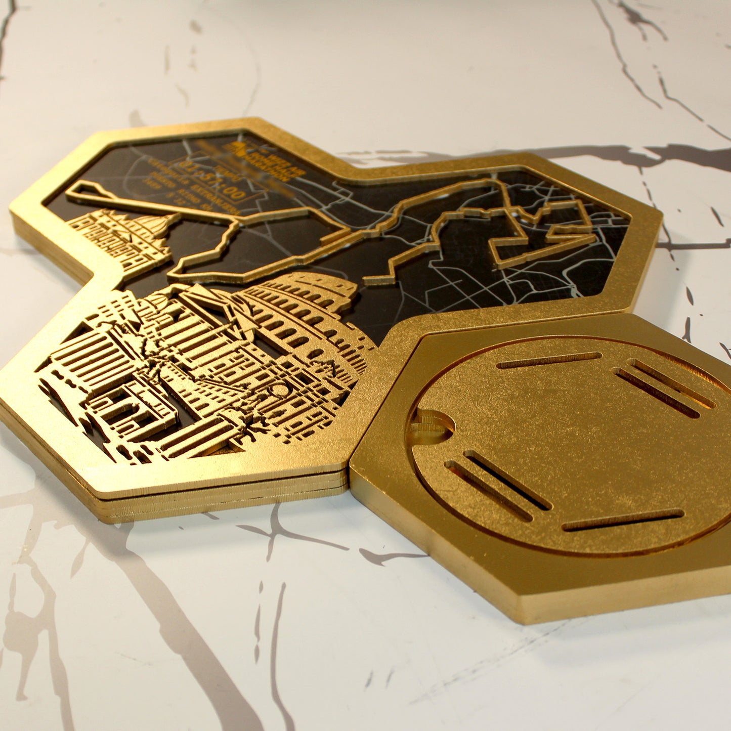 Medallero Hexagonal Media Marathon Roma Personalizado