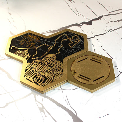 Medallero Hexagonal Media Marathon Roma Personalizado