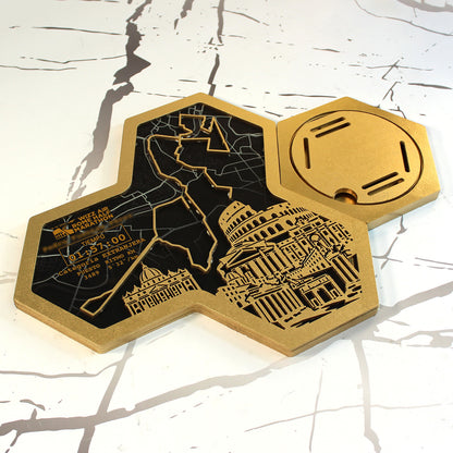 Medallero Hexagonal Media Marathon Roma Personalizado