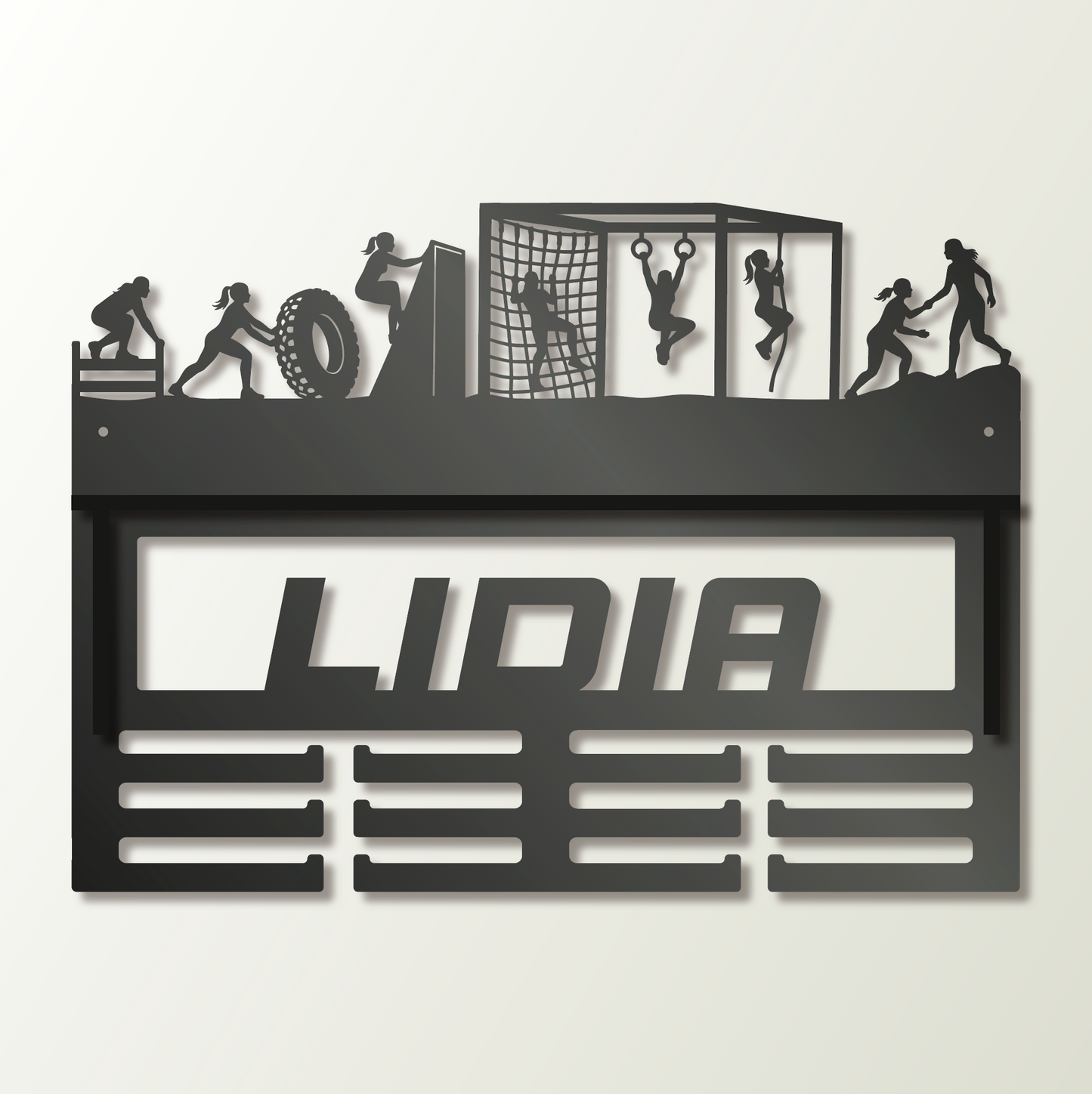 Medallero Personalizado con Nombre en Madera y balda para colocar trofeos – Elige tu Deporte. - imagen 2 - medallero deportivo personalizado