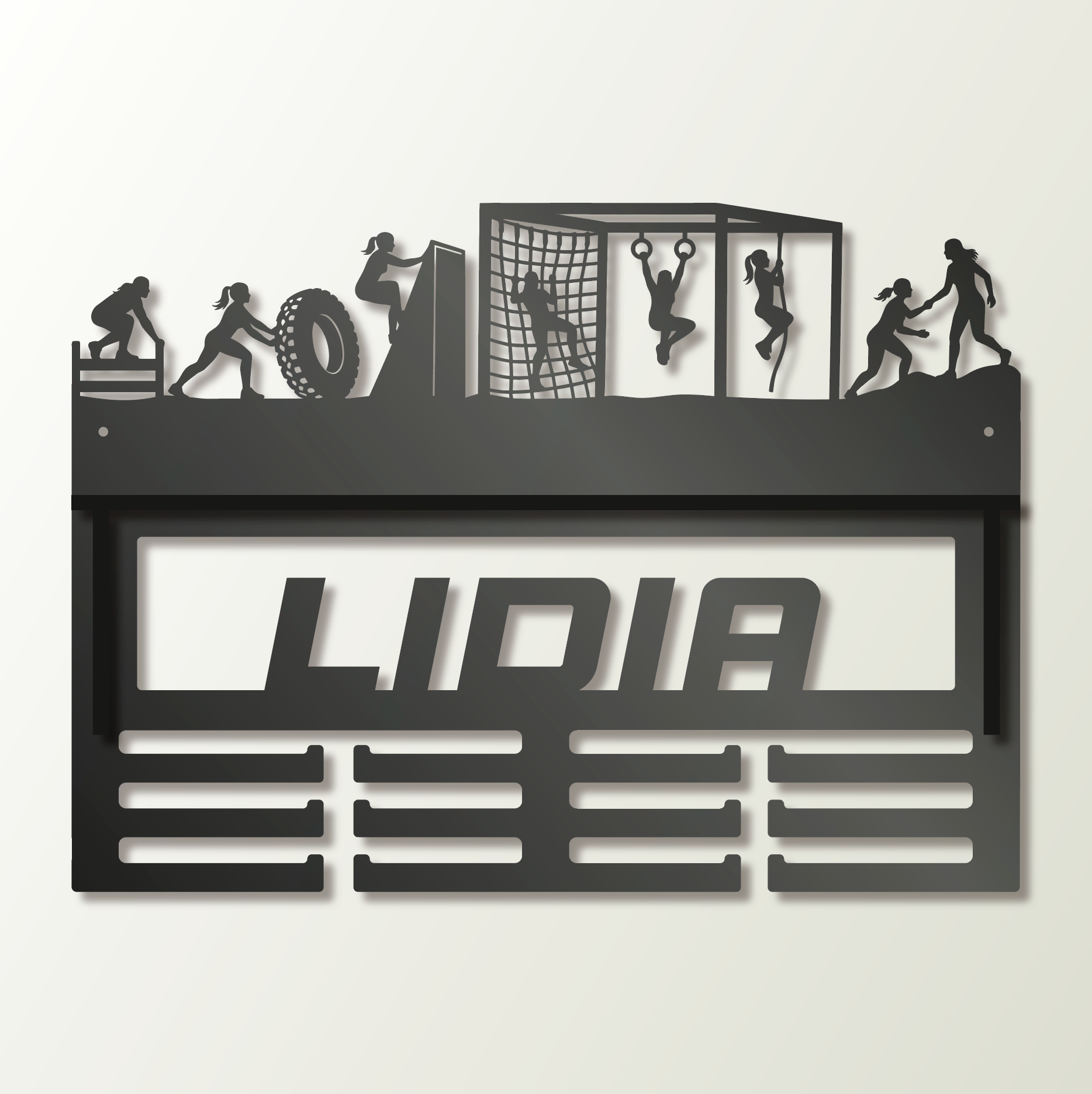 Medallero Personalizado con Nombre en Madera y balda para colocar trofeos – Elige tu Deporte. - imagen 2 - medallero deportivo personalizado