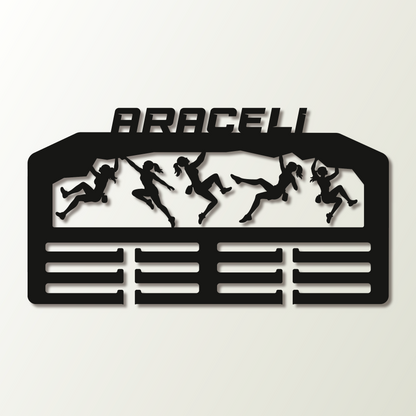 Medallero Escalada de competición personalizado con nombre para  colgar tus medallas, Modelo Summit Grip