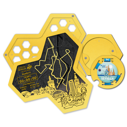 Medallero Hexagonal Marathon Sevilla Personalizado - imagen 2 - medallero deportivo personalizado