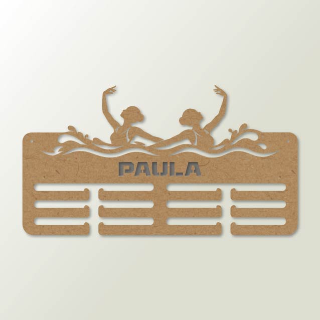 Medallero Natación Artística personalizado con nombre y balda - color MDF