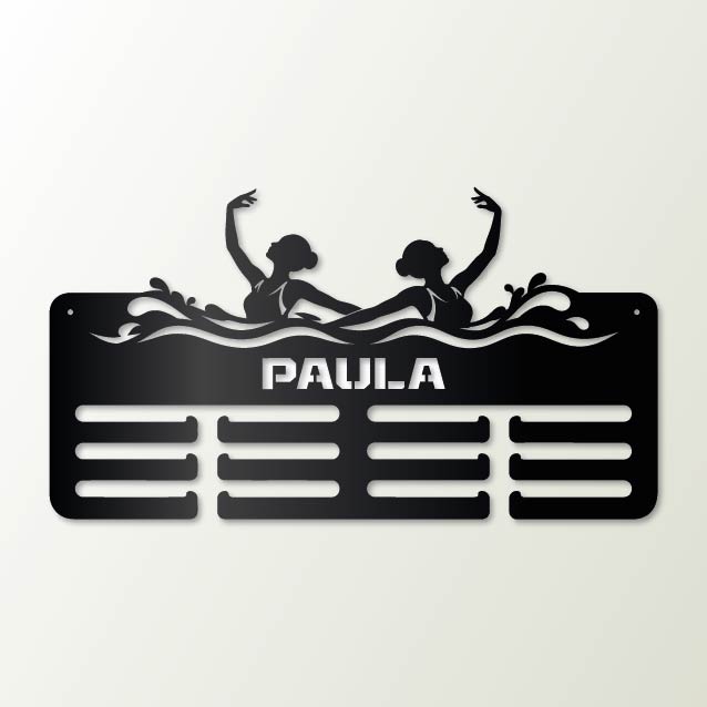 Medallero Natación Artística personalizado con nombre y balda - color Negro