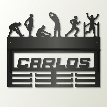 Medallero Personalizado con Nombre en Madera y balda para colocar trofeos – Elige tu Deporte.