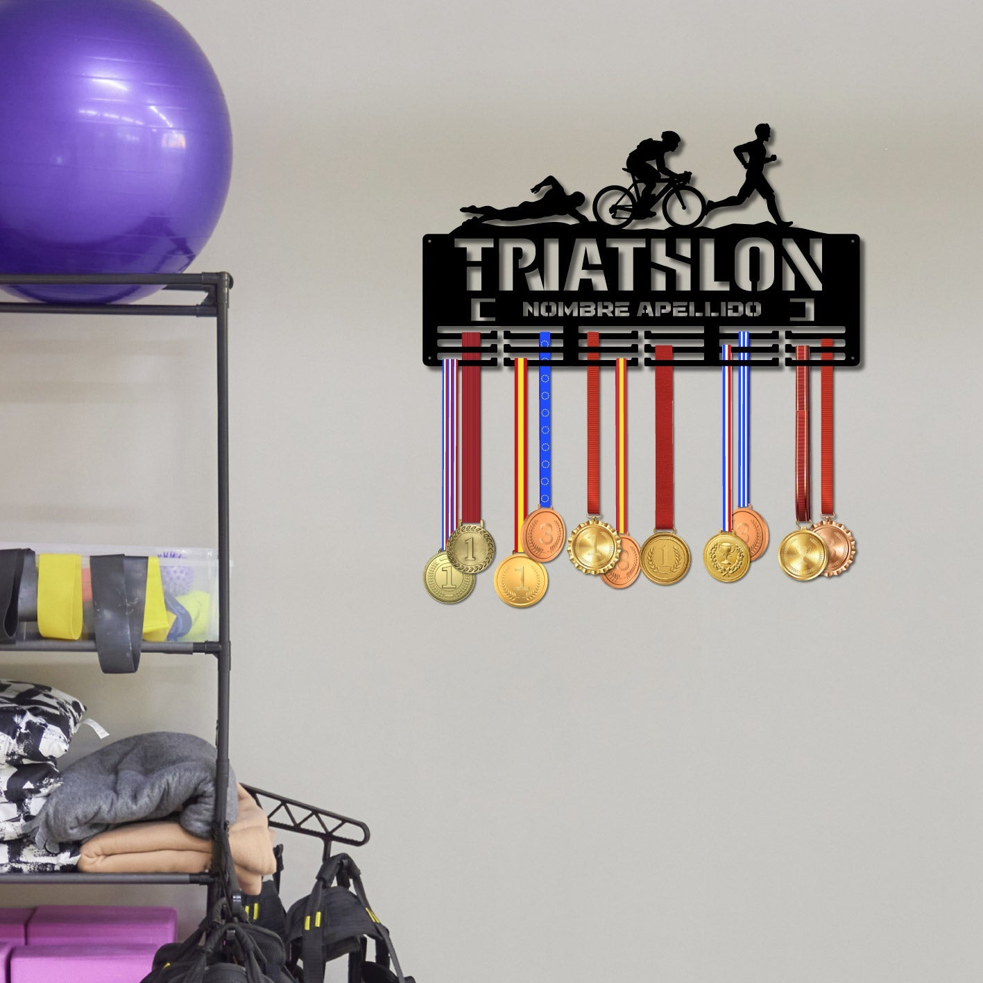 Medallero Triathlón Personalizado con Nombre