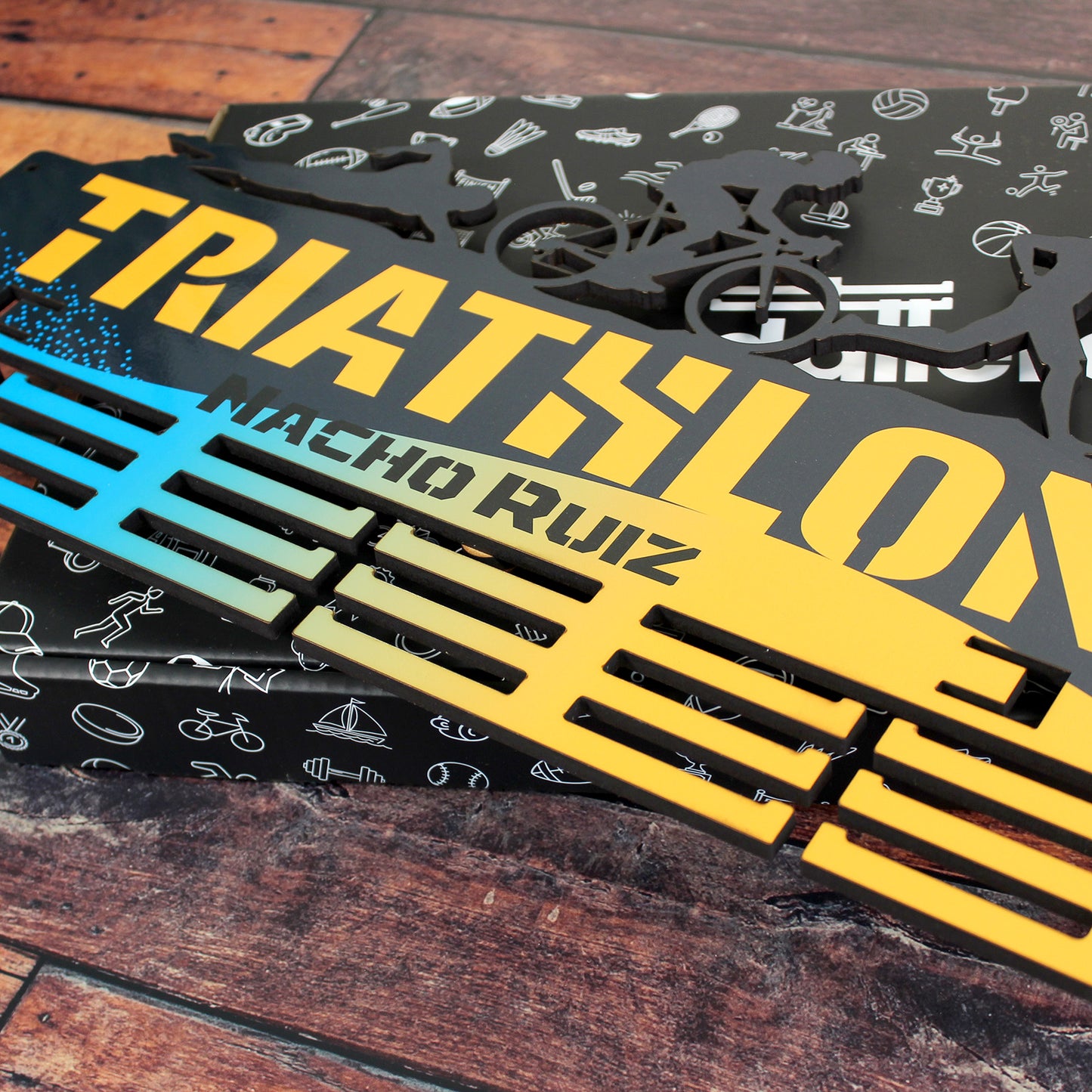 Medallero Triathlón Personalizado con Nombre